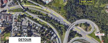 caltrans detour map for southbound fishhook connector ramp paving project